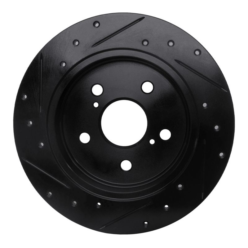 Lexus ES250 Brake Rotor (1) - Rear Right - R1 Concepts - Drilled & Slotted - Black - `15-`25